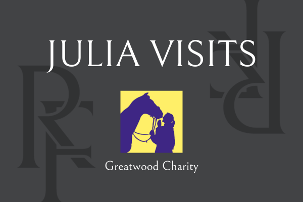 Julia Visits Greatwood Charity Banner